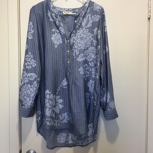 Jane and Delancey Blue Floral Striped Tunic